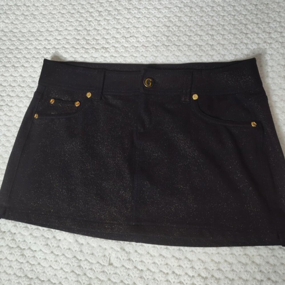 Guess Black and Gold Mini Skirt Size 30